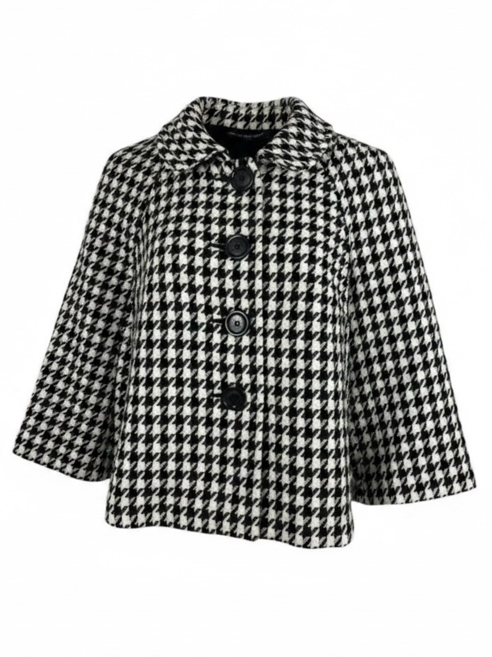 Vintage Briggs New York Houndstooth Cropped Blazer Jacket 6P Petite Black‎ White